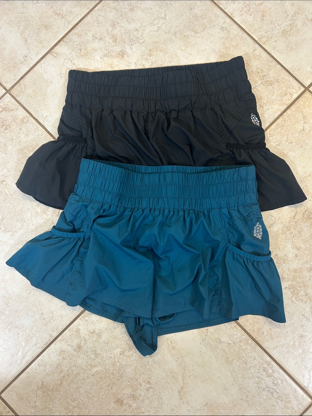 FP Movement by Free People Black and Teal Athletic Shorts Skort Duo